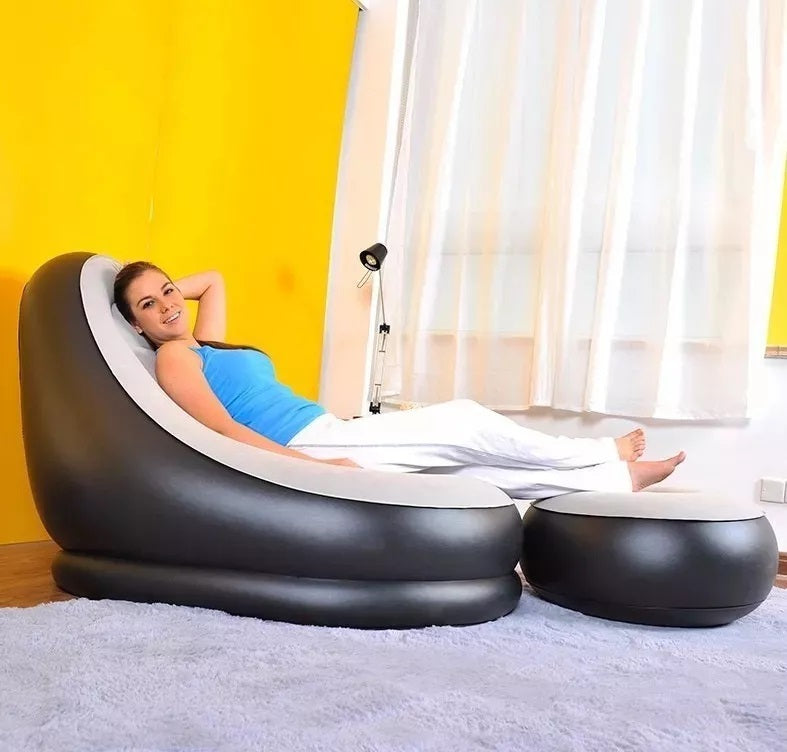 SILLÓN INFLABLE PORTATIL CON REPOSAPIÉS