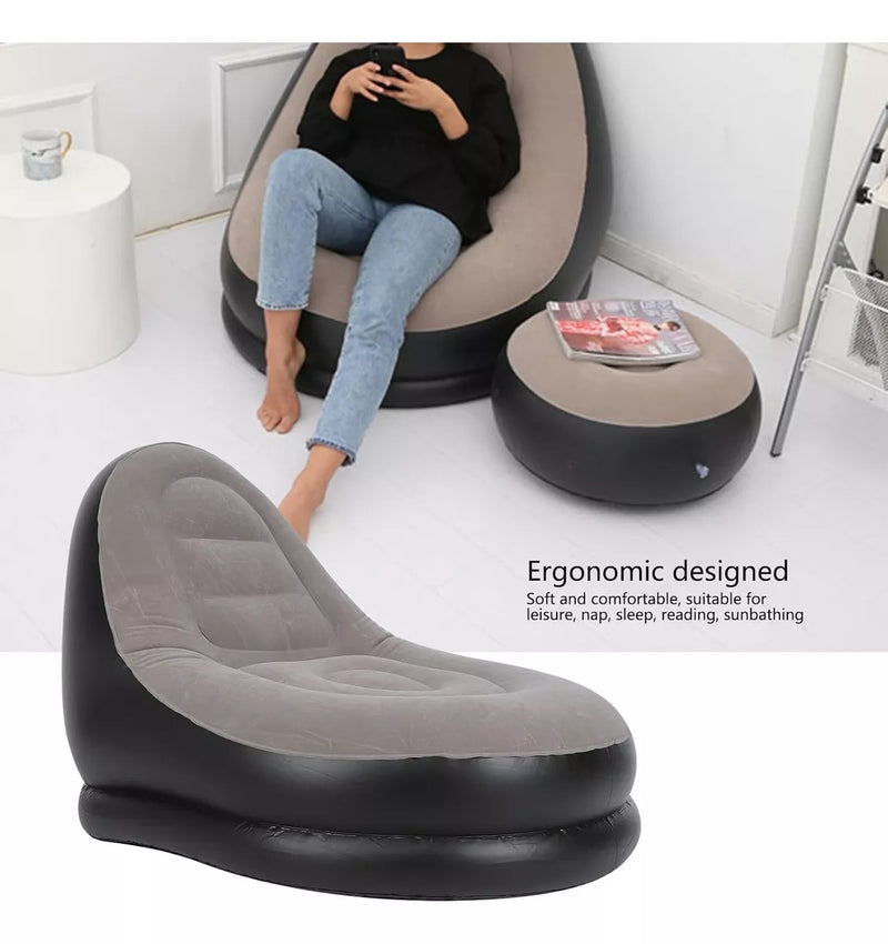 SILLÓN INFLABLE PORTATIL CON REPOSAPIÉS